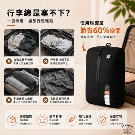 【Wild Summer】可視窗旅行壓縮收納袋  衣物壓縮袋 旅行收納袋 行李箱收納 防潑水收納袋