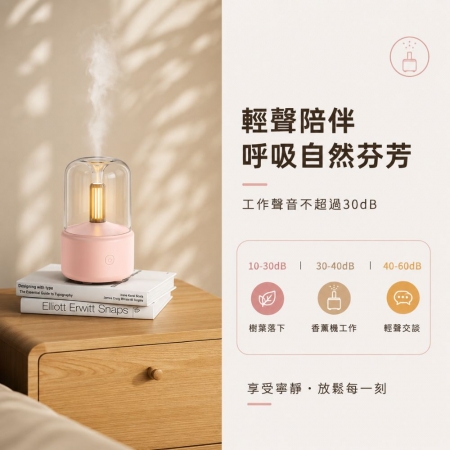 【燭光燈香薰機】香氛 精油 加濕器 小夜燈 擴香儀 臥室 書房 辦公桌 客廳 民宿 咖啡廳