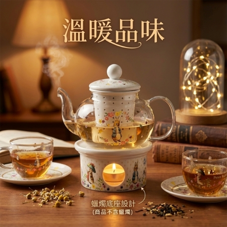 【PETER RABBIT 比得兔】比得兔經典花茶壺 - 一壺二杯碟一點心盤