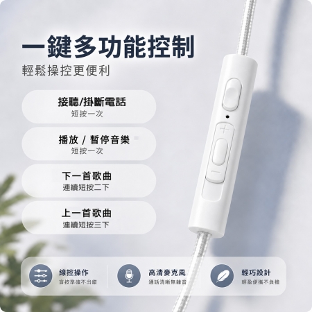 Songwin 雙接頭入耳 立體聲耳機麥克風（TYPE-C/3.5mm） PHC-800