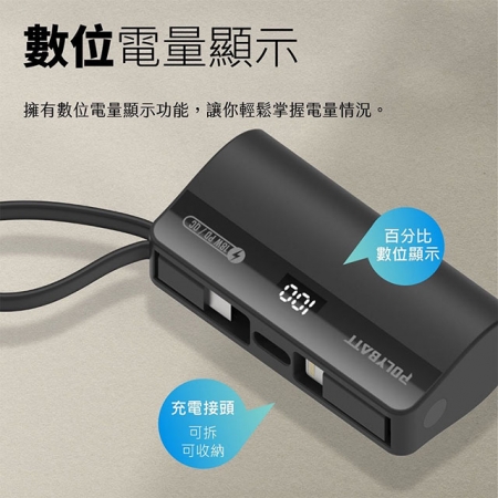 【好買點數放大】台灣製造 液晶顯示18W快充 直插式口袋行動電源（蘋果、安卓皆可用）