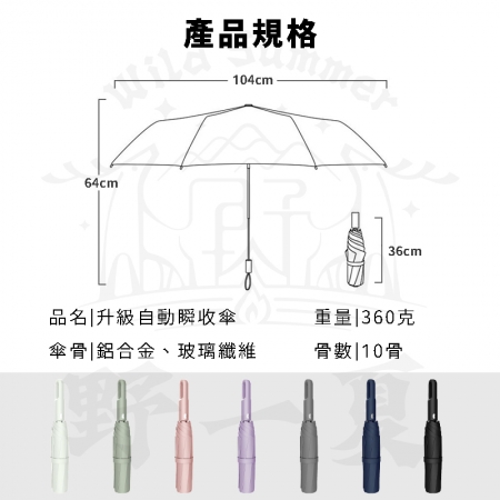 【Wild Summer】升級三秒瞬收雙骨自動折傘  超輕自動開收傘 記憶傘布折不亂 防潑水折疊晴雨傘 