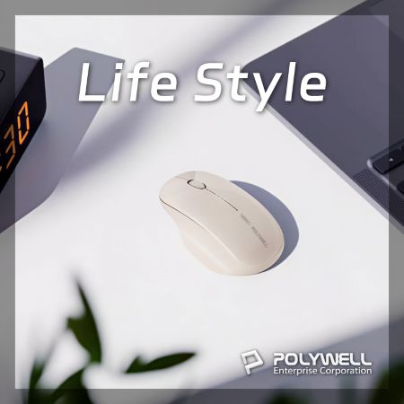 POLYWELL 指托式無線靜音滑鼠 2.4G無線接收器 可調式光學CPI Type-C充電 寶利威爾 台灣現貨