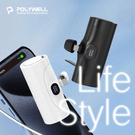 POLYWELL 20W直插式行動電源 5000mAh Type-C插頭 DDS003系列可加購座充 寶利威爾 台灣現貨