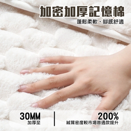 【QiMart】雲朵絨厚款柔軟吸水地墊（2色任選）