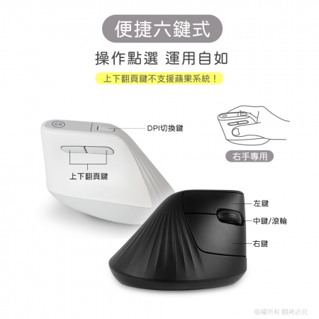 【好買點數放大】aibo 靜音人體工學 無線2.4G 六鍵式直立式滑鼠