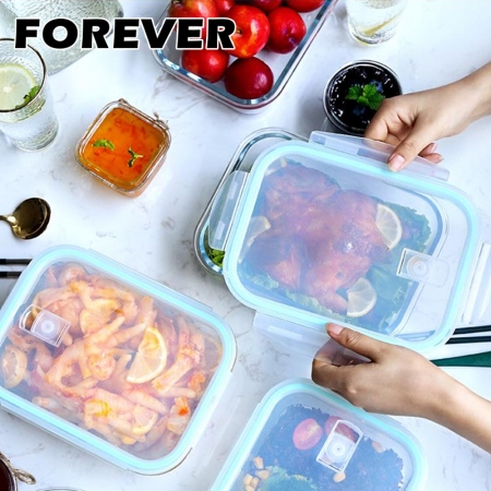 SGS檢驗合格【日本FOREVER】耐熱玻璃保鮮盒-長方形8件組