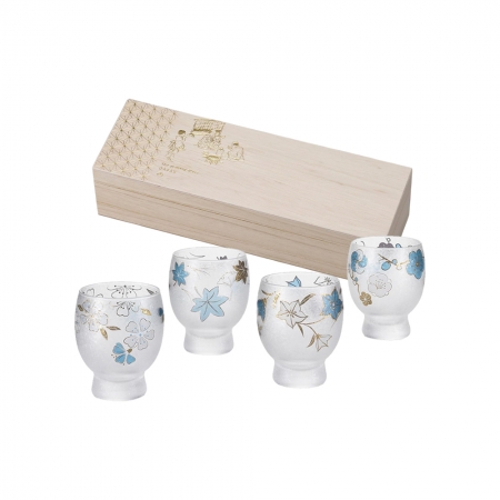 【ADERIA】日本製 四季巡禮酒杯/清酒杯4入組145ml