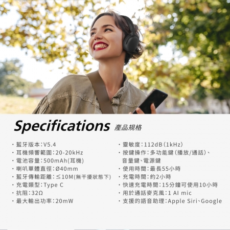 【PHILIPS 飛利浦】無線藍牙耳罩式耳機 TAH2300