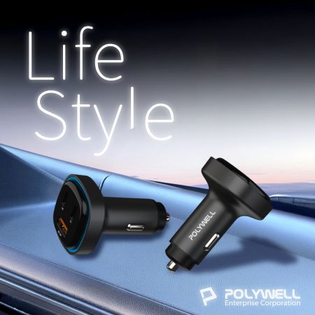 POLYWELL 66W車用快速充電器 Type-Cx2＋USB-Ａ PD/QC快充  BSMI認證 寶利威爾 台灣現貨