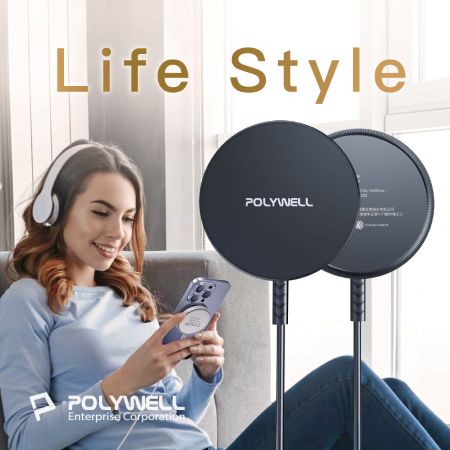 POLYWELL 15W無線磁吸充電盤 1.2M USB-C 適用MagSafe iPhone Airpods 寶利威爾 台灣現貨