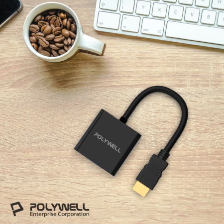 POLYWELL HDMI轉VGA 訊號轉換器 1080P FHD HDMI VGA 轉接線 轉接頭 寶利威爾 台灣現貨