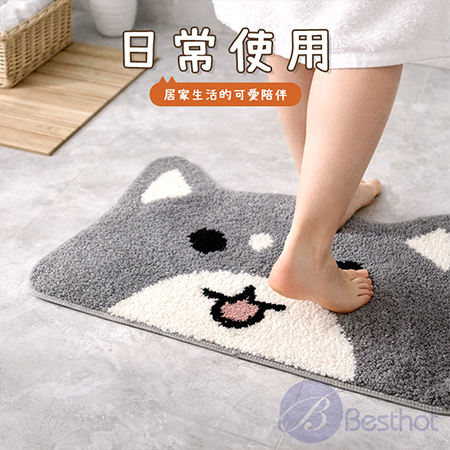 【Besthot】可愛動物植絨地毯 地墊 門口地墊 浴室地墊