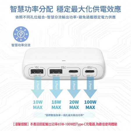 Wephone 100W 一轉四電力分流器（2C2A） E-Marker晶片1.5M