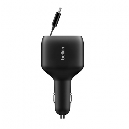 Belkin BoostCharge 75W 自帶線車用充電器1C＋1A＋1伸縮TYPE-C線（CCC001fqBK）