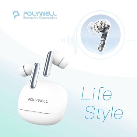 POLYWELL ANC入耳式無線降噪耳機 主動式降噪 高清音質 可連接雙設備 USB-C充電 寶利威爾 台灣現貨