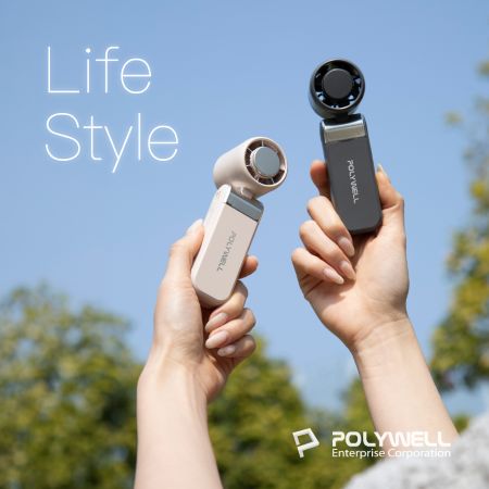 POLYWELL 折疊式數顯冰敷風扇 超迷你 100段風速 半導體致冷 Type-C充電 附掛繩 寶利威爾 台灣現貨