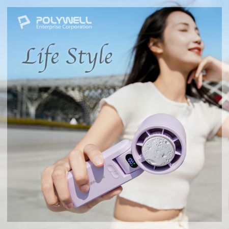 POLYWELL 折疊式數顯冰敷風扇 100段風速 半導體致冷 冷敷降溫 Type-C充電 附掛繩 寶利威爾 台灣現貨