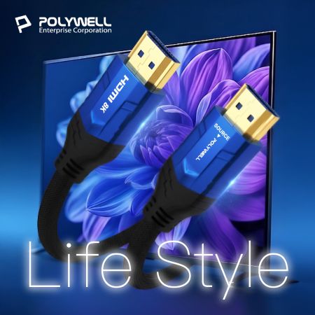 POLYWELL HDMI線 2.1 8K AOC 光纖影音傳輸線 48Gbps頂寬 電競款1米 寶利威爾 台灣現貨