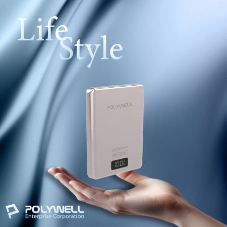 POLYWELL 無磁吸式行動電源 5000mAh  超薄無線充＋Type-C充電 超薄迷你行充 寶利威爾 台灣現貨