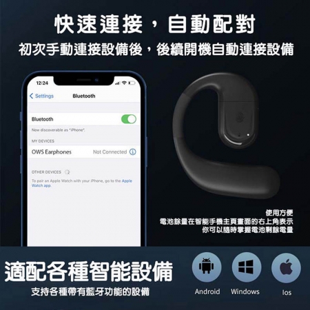 Fit Q66 開放式單耳藍牙耳機 （左右耳通用/掛耳式/長待機）