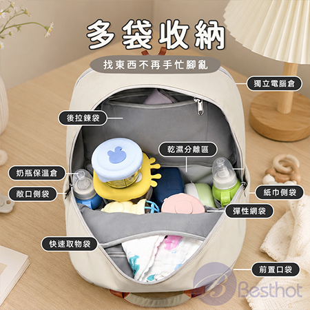 【Besthot】多功能旅行母嬰包 防潑水媽媽包
