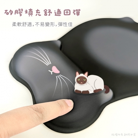 aibo 貓咪造型 人體工學貼合設計 舒壓護腕滑鼠墊