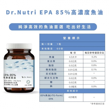 【頂級】挪威85%EPA魚油｜小型魚＋小膠囊好吞嚥｜芯漾生醫｜60顆玻璃罐