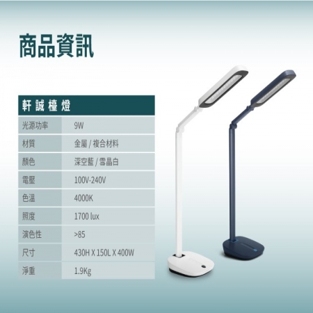 PHILIPS 飛利浦 軒誠 LED護眼檯燈 PD010 66110 白色 蜂巢式護眼 抗藍光檯燈 四段調光