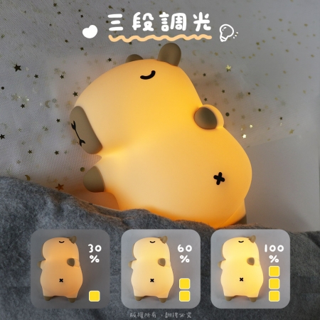 【好買點數放大】肚子會動的打呼卡皮巴拉水豚 充電式小夜燈