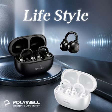 POLYWELL OWS耳夾式無線耳機 不入耳配戴舒適 觸控式操作 輕巧大音量 USB-C充電 寶利威爾 台灣現貨