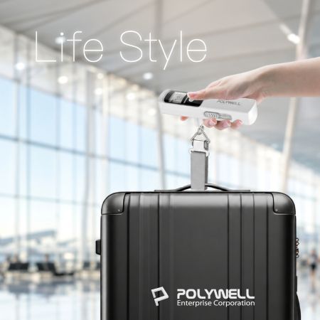 POLYWELL 免電池數位行李秤 手動發電 lb kg 雙單位切換 精準秤重 出國旅遊必備 寶利威爾 台灣現貨
