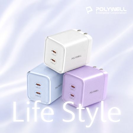 POLYWELL 65W小冰塊迷你快充頭 PD快充 GaN氮化鎵 折疊腳設計 迷你機身 BSMI認證 寶利威爾 台灣現貨
