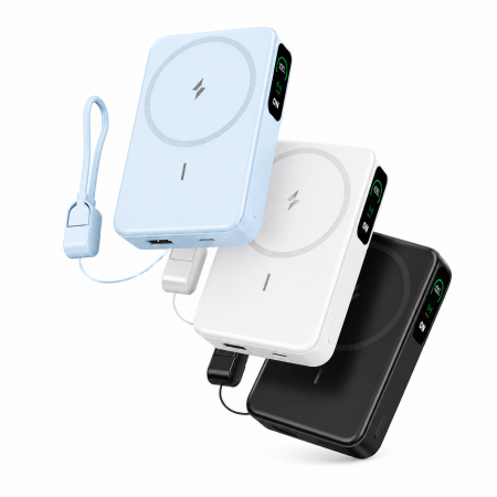 【好買點數放大】AnOne 半固態防爆磁吸10000mAh 20W快充無線數顯行動電源ITC-2504 （自帶線折疊支架）