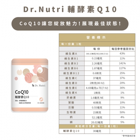 【能量應援】輔酵素CoQ10＋13合一黃金配方｜芯漾生醫｜珍貴成分：刺五加B葡聚糖＋維生素ABCDEK鈣鎂｜30粒鋁袋