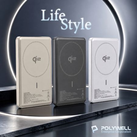 POLYWELL Qi2磁吸式行動電源 5000mAh 15W無線充＋Type-C充電 數顯 鋁合金 寶利威爾 台灣現貨