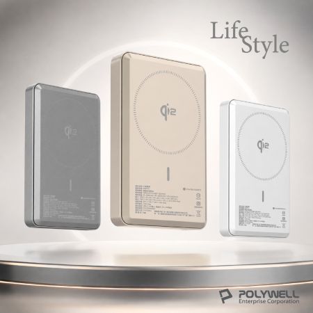 POLYWELL Qi2磁吸式行動電源10000mAh 15W無線充＋Type-C充電 數顯 鋁合金 寶利威爾 台灣現貨